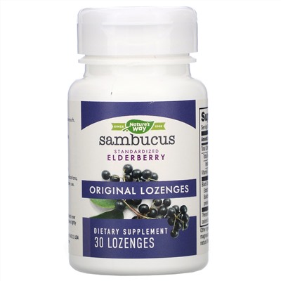 Nature's Way, Sambucus, стандартизированный экстракт бузины, оригинальные леденцы, 30 леденцов