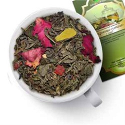 Чай зеленый "Сокровища султана" Зеленый чай Ганпаудер с кусочками ананаса, лепестками роз, цедрой лимона и ароматом экзотических фруктов. 816