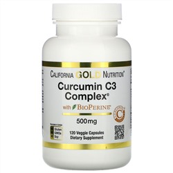California Gold Nutrition, Curcumin C3 Complex с BioPerine, 500 мг, 120 растительных капсул