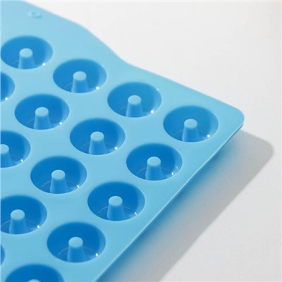 Форма силиконовая для мармелада Доляна «Пончики», 21,5×20 см, 64 ячейки (d=2 см), цвет МИКС