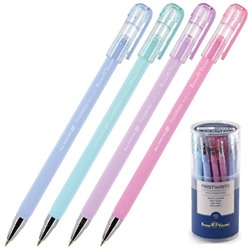 Ручка шариковая синяя 0,5мм FirstWrite Zefir, металлизированный наконечник, 4 цвета корпуса ассорти (розовый, сиреневый, ментоловый, голубой)