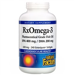 Natural Factors, Natural Factors, Rx Omega-3, 400 мг ЭПК и 200 мг ДГК, 240 мягких таблеток