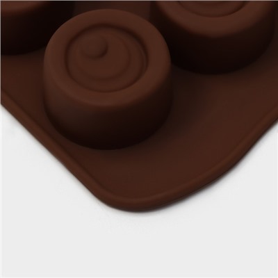 Форма силиконовая для шоколада Доляна «Шоколадное удовольствие», 22×10 см, 15 ячеек, цвет шоколадный