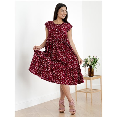 Женское платье Стефани-Ц-4 (Цветы на красном)
