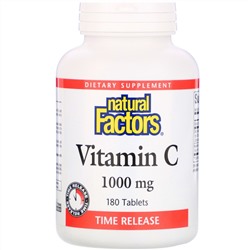 Natural Factors, Витамин C, с медленным высвобождением, 1000 мг, 180 таблеток