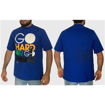 Синяя мужская футболка Sean John – бескомпромиссный принт-фраза «Go Hard Or Go Home» №721