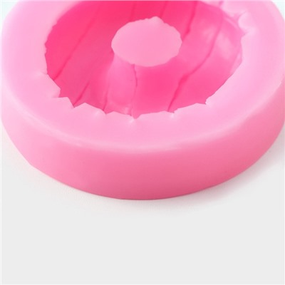 Силиконовый молд Доляна «Пончик с глазурью», d=6 см, цвет розовый