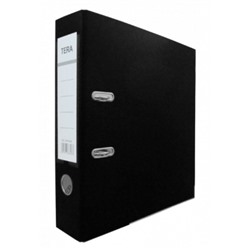 Папка-регистратор А4 75мм ПВХ черная, металлическая окантовка