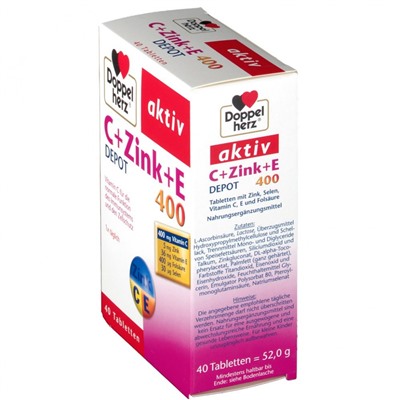 Doppelherz (Доппельхерц) aktiv C + Zink + E 400 DEPOT Tabletten 40 шт