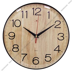 Часы (пластик) кругл.d25см "Текстура дерева" п/у (