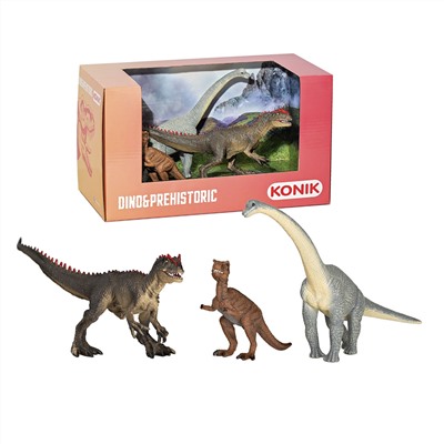 Набор фигурок KONIK «Динозавры: брахиозавр, детёныш тираннозавра, аллозавр» AMD4044