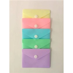 Папка-конверт на кнопке A7 Pastel 3шт (105x74 мм) 180 мкм, непрозрачная, 5 пастельных цветов ассорти