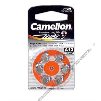 Бат. д/слух.аппар. CAMELION А312 170mAh 1,4В. возд