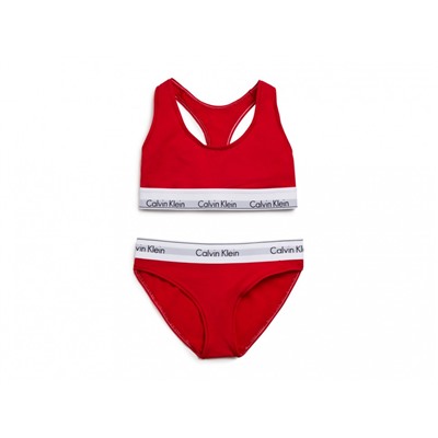 Женский комплект Calvin Klein с чашечками красный: топ и плавки C05