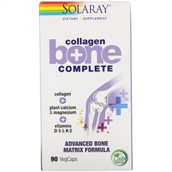 Solaray, Collagen Bone Complete, усовершенствованная формула костной матрицы, 90 капсул с оболочкой из ингредиентов растительного происхождения