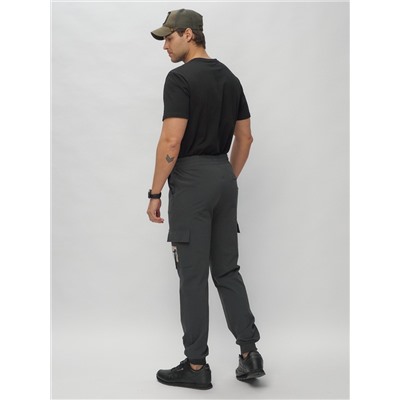 Брюки джоггеры спортивные с карманами мужские темно-серого цвета 3075TC