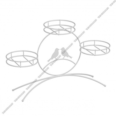 Подставка "Весна/Птички" д/3 кашпо, белый (46х13 h