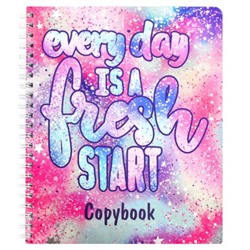 Тетрадь Copybook, 80 л. клетка, арт. 61246/ НОВЫЙ ДЕНЬ /165х203 мм, гребень по длинной стороне, мелованный картон 190 г/м², полноцветная печать, обложка - печать по фольге, выборочный ТВИН УФ-лак,