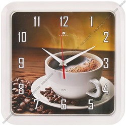 Часы (стекло/пластик) квадр.(29х29см) "Черный кофе