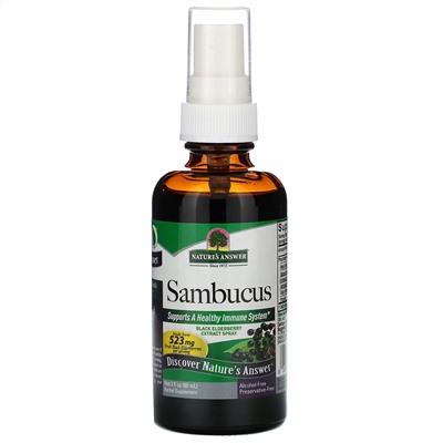 Nature's Answer, Sambucus, Black Elderberry Extract Spray, Alcohol-Free, 2 fl oz (60 ml)