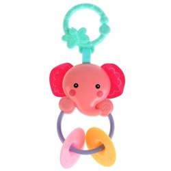 Погремушка со съемным кольцом "Розовый слоник", на блистере (русская упаковка)