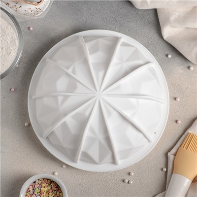 Форма силиконовая для муссовых десертов и выпечки Доляна «Кристалл», 19×9,8 см, цвет белый