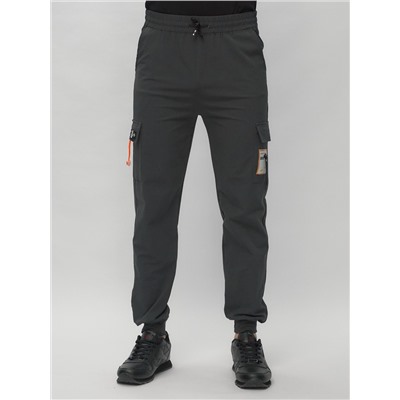 Брюки джоггеры спортивные с карманами мужские темно-серого цвета 3075TC