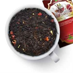 Чай черный "Земляника со сливками" (1 сорт) Черный среднелистовой чай с кусочками и листьями земляники, с ароматом земляники и сливок