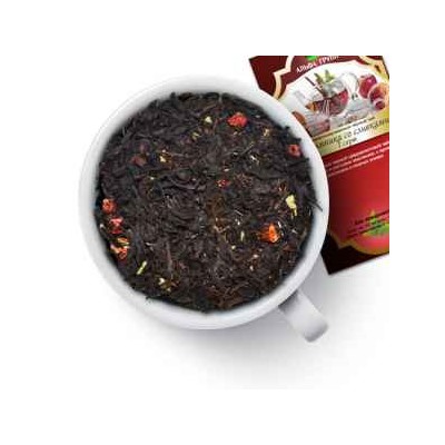 Чай черный "Земляника со сливками" (1 сорт) Черный среднелистовой чай с кусочками и листьями земляники, с ароматом земляники и сливок