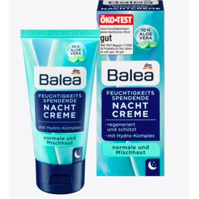 Balea (Балеа) Feuchtigkeitsspendende Nachtcreme Увлажняющий Ночной крем для лица	, 50 мл