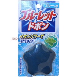 Очищающая и дезодорирующая таблетка для бачка унитаза, Bluelet Dobon, с ароматом мяты и эффектом окрашивания воды, 60 гр.(4987072329801)