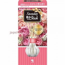 Sawaday Stick Parfum Sweet Rose Натуральный аромадиффузор для дома, с ароматом цветочного букета, 8 палочек, стеклянный флакон, 70 мл(4987072023754)