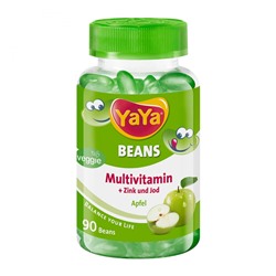 YaYa Beans Apfel Zink und Jod Kaudragees, 90 St Мультивитамины для детей с 4х лет с Цинком и Йодом со вкусом яблока, 90 шт