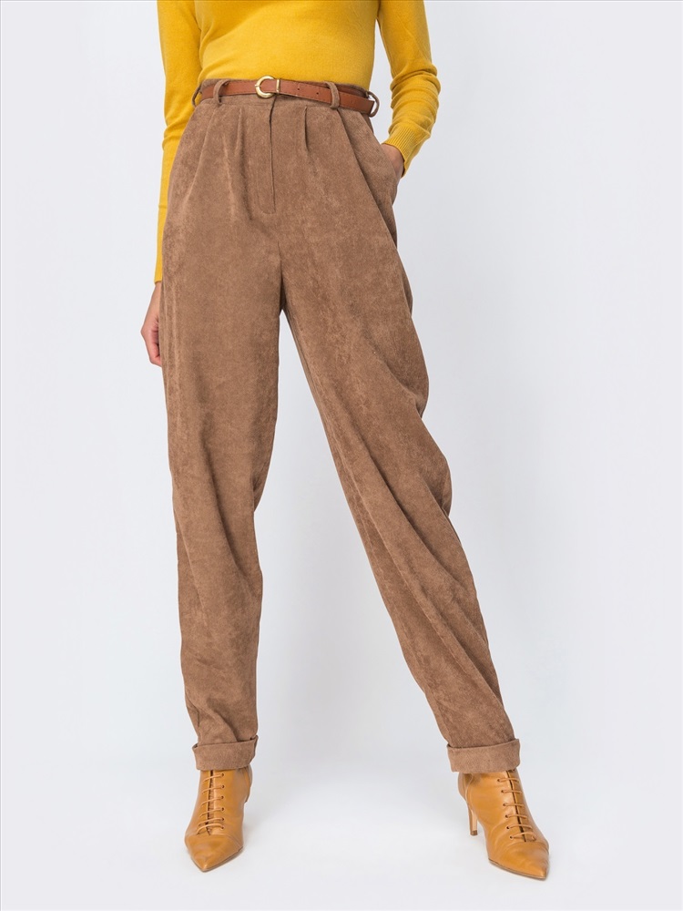 Вельветовые брюки женские бананы с чем носить