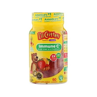 L'il Critters, Immune C, витамин С с цинком и витамином D, 60 жевательных таблеток