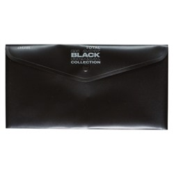 Папка-конверт на кнопке "TOTAL BLACK" Travel-size DL (260x140 мм) 180 мкм, непрозрачная черная с диз