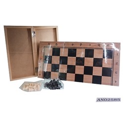 Шахматы деревянные (34х17х3.5 см), фигуры пластик, в коробке