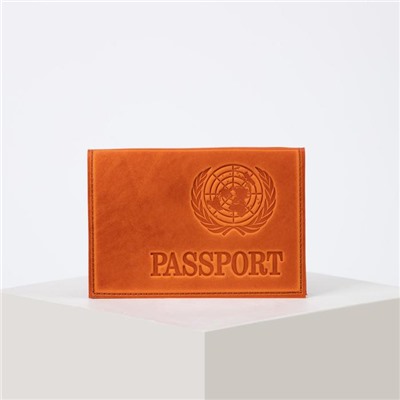 Обложка для паспорта, тиснение, латинские буквы, цвет рыжий