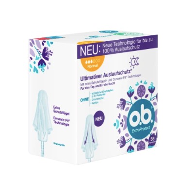 o.b. Tampons Extra Protect Tag+Nacht Normal 56 St, O.B. Тампоны Экстра защита День+Ночь Нормал 3 капли,  56 шт, 1 упаковка