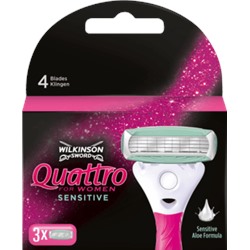 Wilkinson Quattro for Women Sensitive Чувствительные Лезвия для бритвы, 3 шт