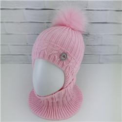 зд1257-47 Комплект вязаный шапка/снуд Пава розовый