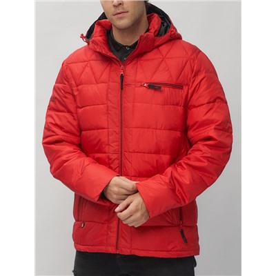 Куртка спортивная мужская с капюшоном красного цвета 62187Kr