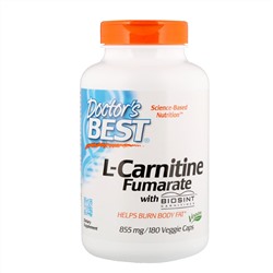 Doctor's Best, L-карнитин фумарат с карнитинами Biosint, 855 мг, 180 растительных капсул