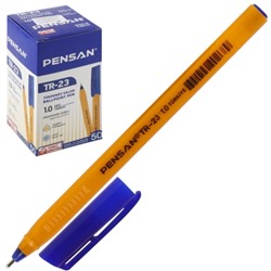 Ручка шариковая синяя 1,0мм Triangle, масляные чернила, игольчатый пишущий узел, трёхгранный жёлтый