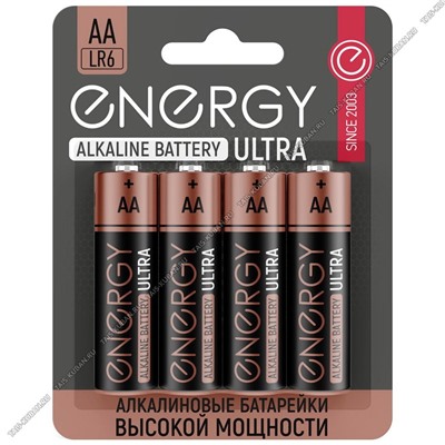 Бат. ENERGY ULTRA "Alkaline" LR6- 4шт.пальчик,блис