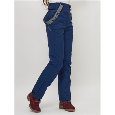 Полукомбинезон брюки горнолыжные женские темно-синего цвета 66215TS