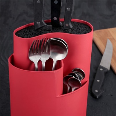 Подставка для ножей и столовых приборов «Нео», 18×11 см, цвет красный
