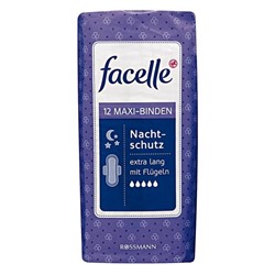 facelle Maxi-Binden Nachtschutz extra lang mit Flugeln Прокладки Максимальное впитывание Защита ночи с удлиненными крылышками 12 шт.