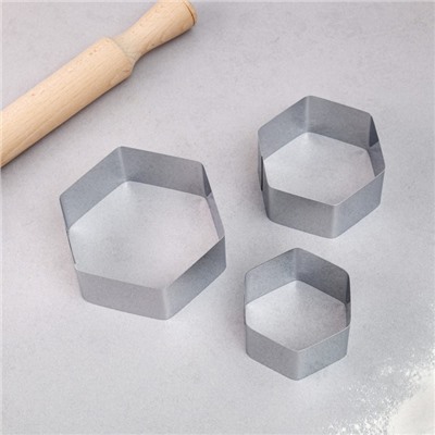 Набор форм для выпечки и выкладки "Шестиугольник", 11х11х5 см, 3 шт