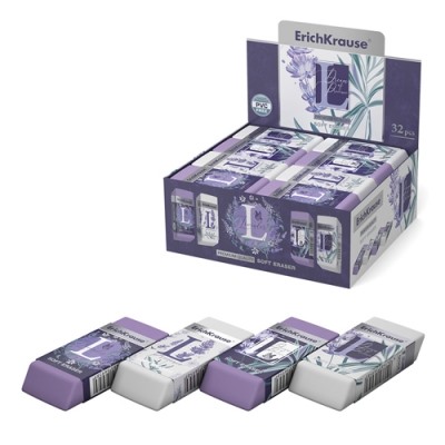 Ластик 60*25*10мм Lavender, прямоугольный, термопластичной резины, картонная упаковка